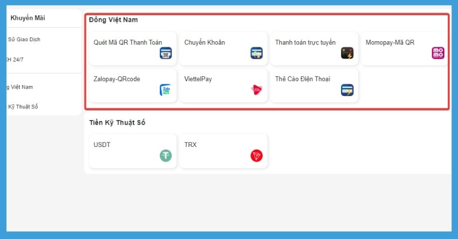 Người chơi thanh toán nạp tiền trên 8xbet bằng Đồng Việt Nam